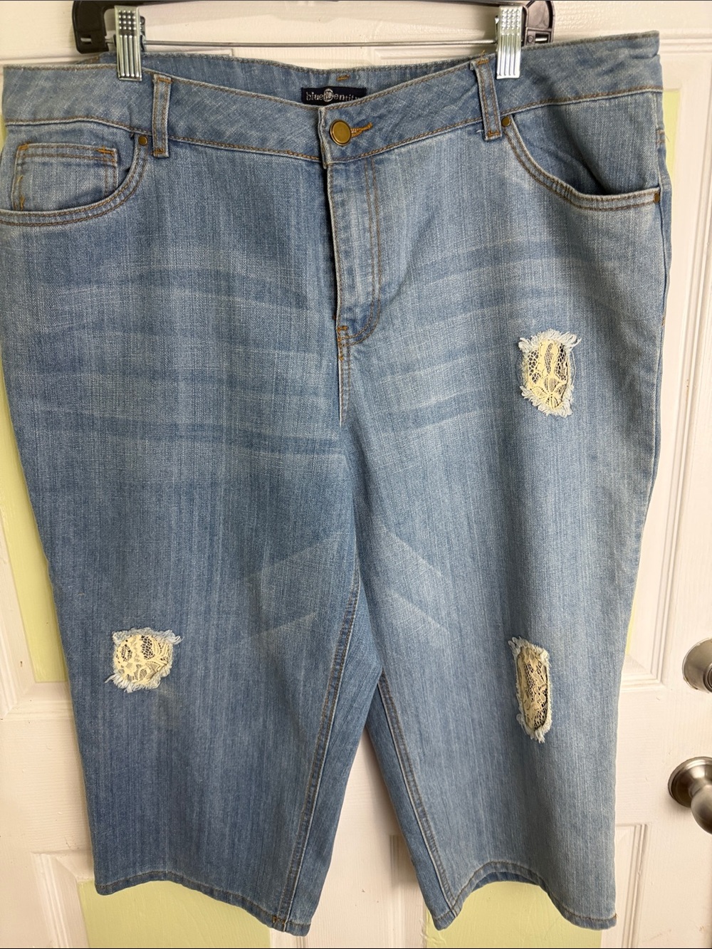 (2417) Light Blue Distressed Women's Boyfriend Jeans, Size: 18
